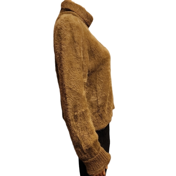 Nasty Gal Green Fuzzy Crop Turtleneck Sweater L - Picture 4 of 13